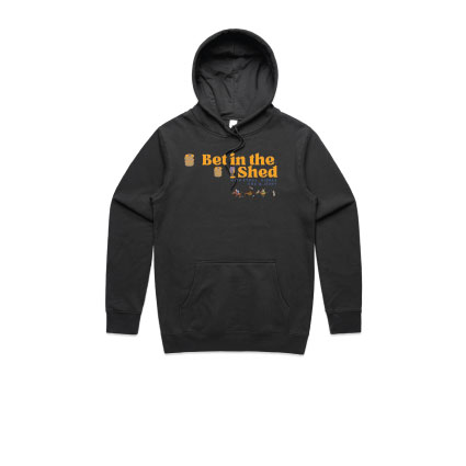 Bet in the Shed Podcast Charcoal Hoodie