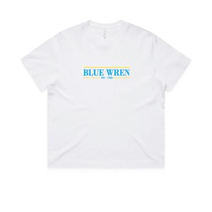 Blue Wren Box Tee- White