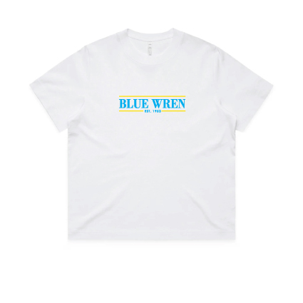 Blue Wren Box Tee- White
