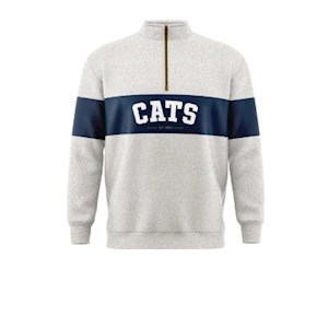 Coorong Cats Panel Qtr Zip - Grey Marle