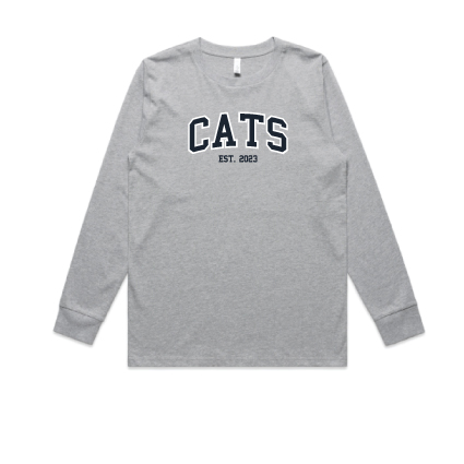 Coorong Cats FNC LS Print Tee - Grey Marle