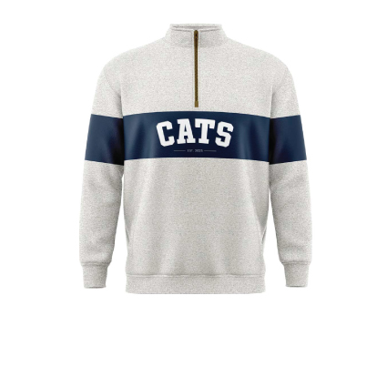 Coorong Cats Panel Qtr Zip - Grey Marle