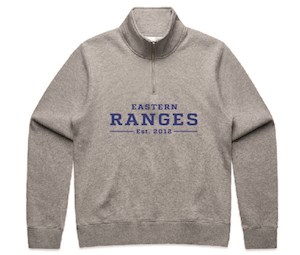 ER Embroidered Womens  cropped 1/4 Zip Jumper - Grey Marle