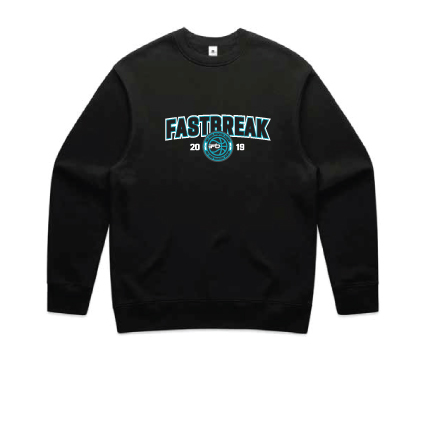 Fastbreak Basketball EMB Crew Jumper- Black