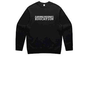 Flinders Uni Education Embroidered Relax Crew - Black