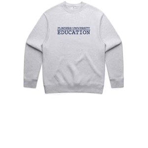 Flinders Uni Education Embroidered Relax Crew - White Marle