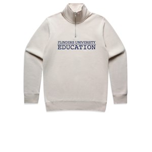 Flinders Uni Education Embroidered Qtr Zip - Bone