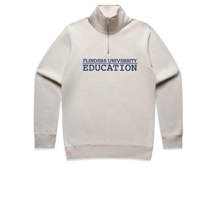 Flinders Uni Education Embroidered Qtr Zip - Bone