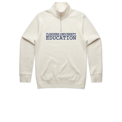 Flinders Uni Education Embroidered Qtr Zip - Ecru