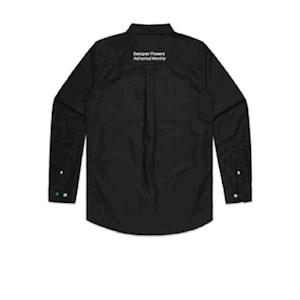 Floral Image Mens Long Sleeve Shirt- Black