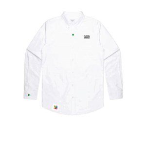 Floral Image Mens Long Sleeve Shirt- White