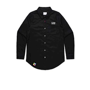  Floral Image Womens Long Sleeve Shirt- Black