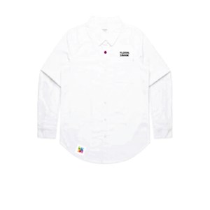  Floral Image Womens Long Sleeve Shirt- White