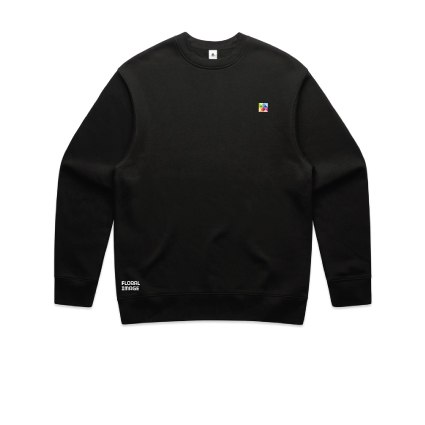 Floral Image Mens Black Crew Jumper