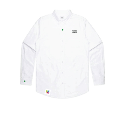 Floral Image Mens Long Sleeve Shirt- White