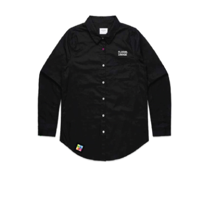  Floral Image Womens Long Sleeve Shirt- Black