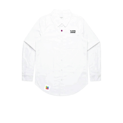  Floral Image Womens Long Sleeve Shirt- White