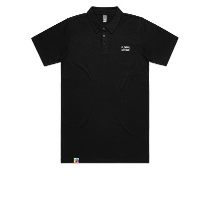 Floral Image Mens Black Polo Shirt