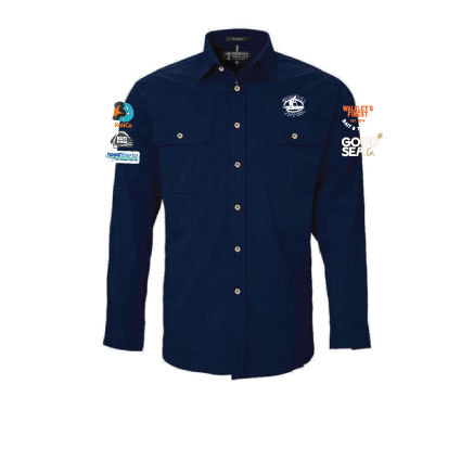 Goolwa Pipi Co. Full Button Work Shirt - Navy