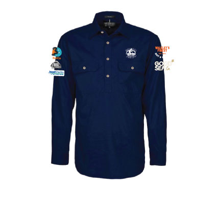 Goolwa Pipi Co. Half Button Work Shirt - Navy