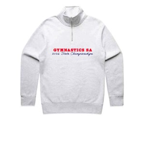 Gymnastics SA College Qtr Zip- White Marle