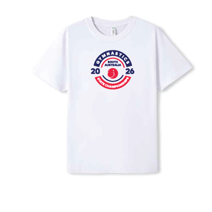 Gymnastics SA Junior Print Tee- White