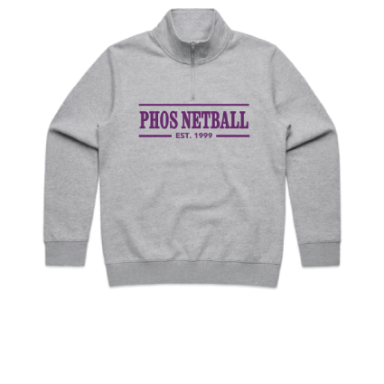 PHOS Netball Club Grey Marle Quarter Zip